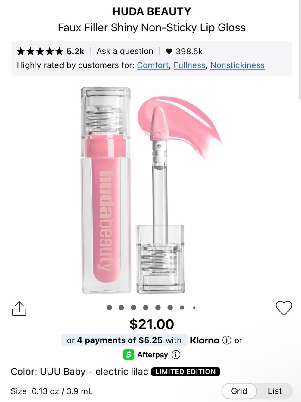 Huda Beauty Faux Filler Shiny Non-Sticky Lip Gloss — UUU Baby